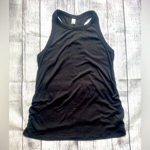 Black maternity ribbed racerback tank top